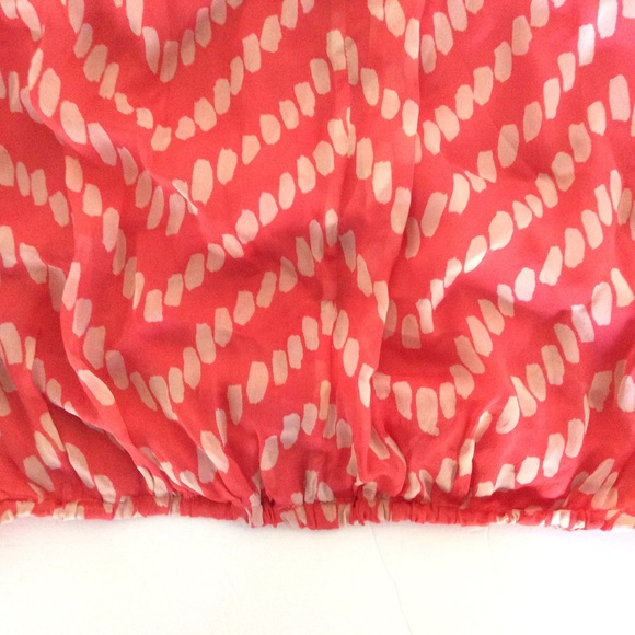 MILLY SILK ORANGE PATTERNED SLEEVELESS BLOUSE SZ 4 - Picture 7 of 8